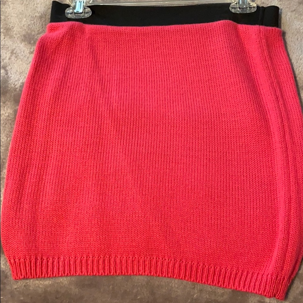 Hot pink knit skirt